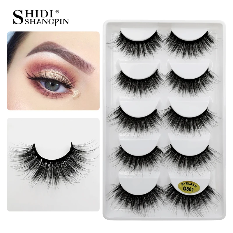 

SHIDISHANGPIN 5 Pairs Mink Eyelashes Natural Fake Eye Lashes Makeup Handmade 3d Mink Lashes Eyelash Extension Lashes Cilios G801