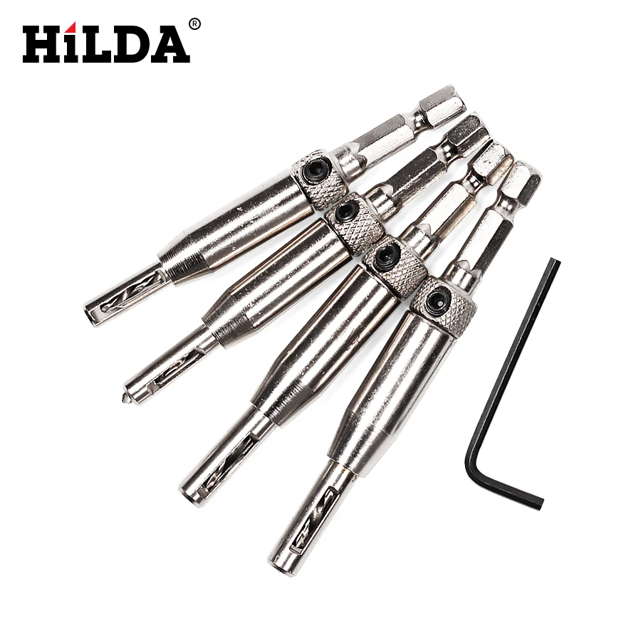 

HILDA 4 PCS Hole Opener Carpenter Puncher Six Corner Drill Special Drill Set For Door and Window Drill Accessories