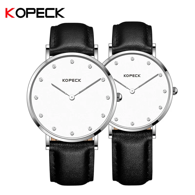 

Kopeck Lover Watch New Fashion Casual Watches Men Women Genuine Leather Strap Stainless Steel Dial Case Couple Wristwatches