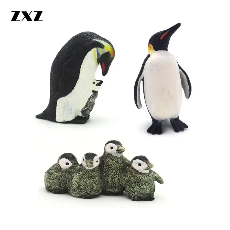 

ZXZ 3pcs Genuine Zoo Animals Model Simulation Mini Wild Polar Bear Penguin Animal Figurines PVC Action Figure Toy For Children