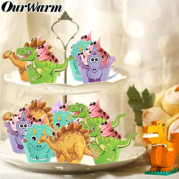 

OurWarm Dinosaur Party Animals Birthday Party Decorations Dinosaur Cupcake Wrapper Cake Topper Children's Birthday Party Decor