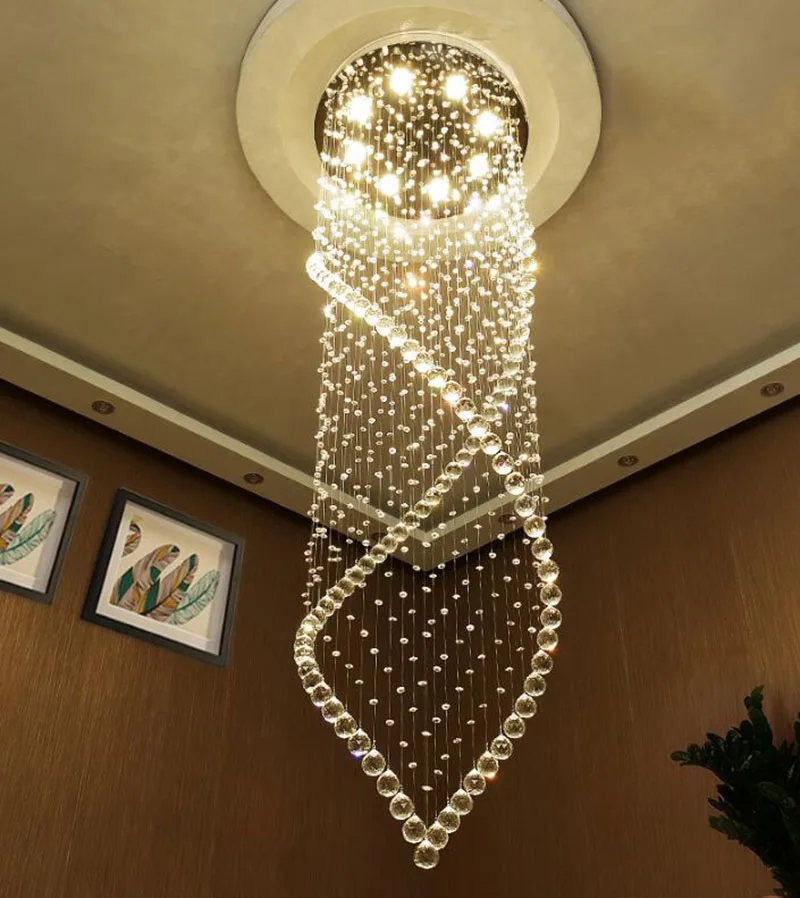 Современная хрустальная люстра светильник дуплекс Лестницы светодиодный хрустальная люстра для Вилла зал Droplight Manggic свет