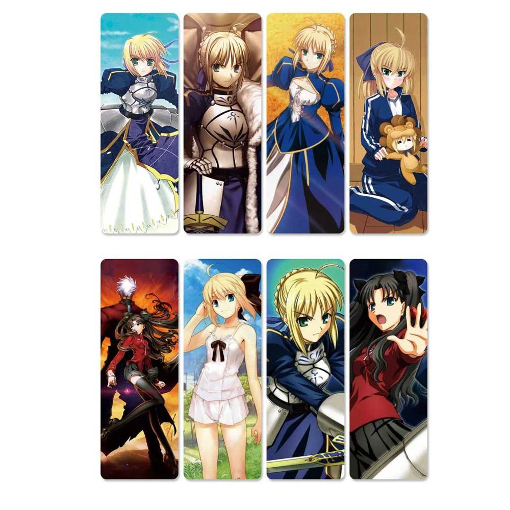 8pcs set anime fate stay night pvc bookmarks of saber lily and altria pendragon cosplay diy accessories for gift collection aliexpress