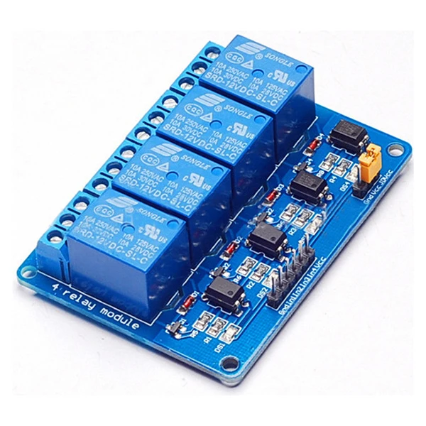 

4-way 12v relay module expansion board with optocoupler isolation led light PLC control low