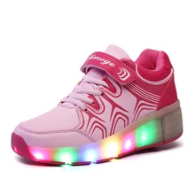 Enfants patins de haute qualité garçon et fille automatique un enfants chaussures roue avec lumineux LED clignotant chaussures à roulettes Sneakers