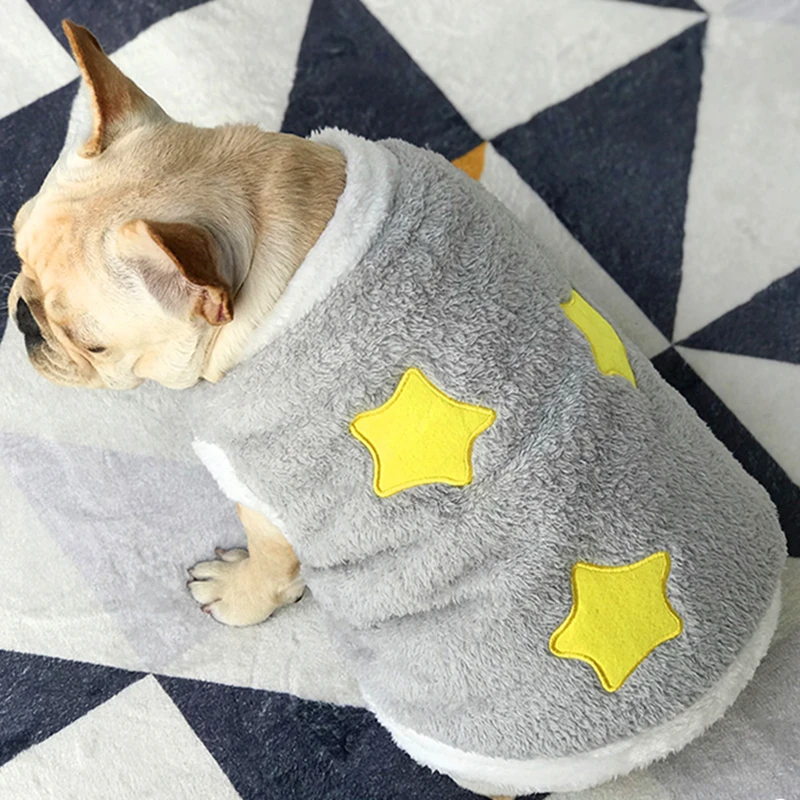 

[MPK] Large Chest Dog Vest, 66cm Chest Circumference Dog Autumn Wear, Coral Fleece Dog Clothes with Stars, Dog Sweater