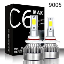 2 шт. C6 MAX мини светодиодные H4 H1 H7 H8/H9/H11 9005 H4/9003 Автомобильные фары 72 Вт 8000 лм 6000 К для автомобильных противотуманных фар 12 В дальнего или ближнего света