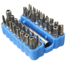 32pcs Security Bit + 1pc Hex Extension Shank Tamper Proof Torx Spanner Screwdriver Star Hex Holder Drill Bit Screw Driver Bits