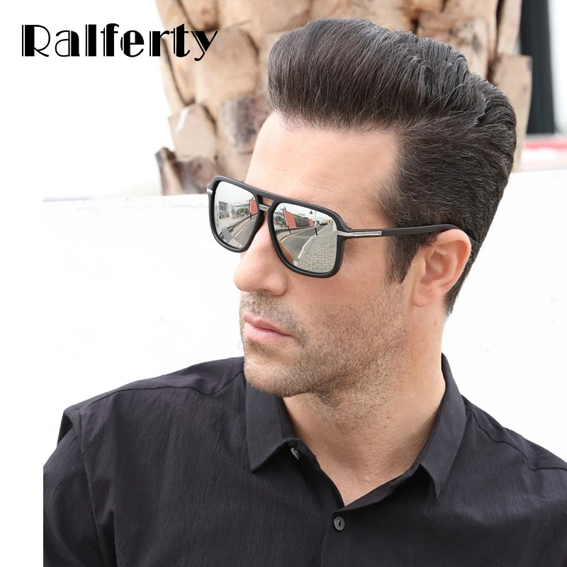 Ralferty поляризованных солнцезащитных очков Для женщин Для мужчин Polaroid UV400 солнцезащитные очки красные зеркальные Ретро Черные тёмные очки Аксессуары для очков Oculos 7032