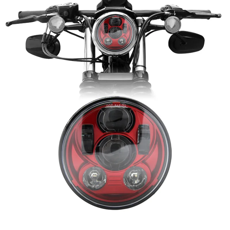 

Red Color 5.75" 5-3/4" Motorcycle Projector 45W O-Sram LED Lamp Headlight For Sportster Iron 883 Dyna Street Bob FXDB