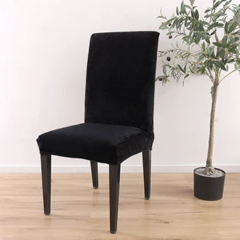 

Plush Solid color Elastic Chair Cover Home Decor Dining Chair Cover Plush Decoration covering Office Banquet chair Covers