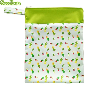 

Goodbum Waterproof Baby Diaper Bags Wet Dry Bag Reusable Washable Double Zipper Baby Cloth Diaper Storage Bag Tote Printing