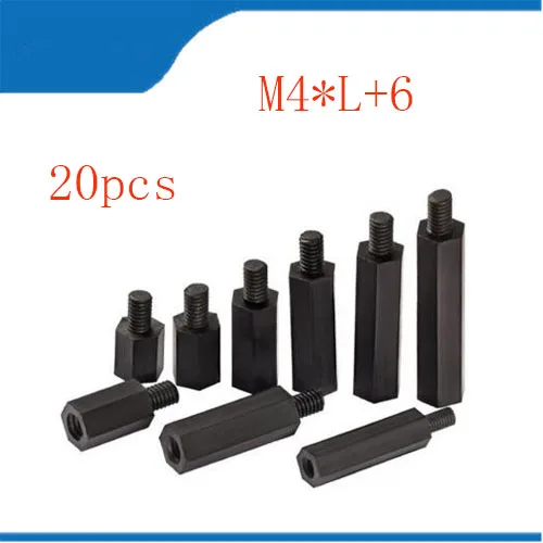 pcb spacer 20Pcs M2/M2.5/M3/M4+6mm Thread Black Spacing Screw For PCB Board Fixed Nylon Standoff
