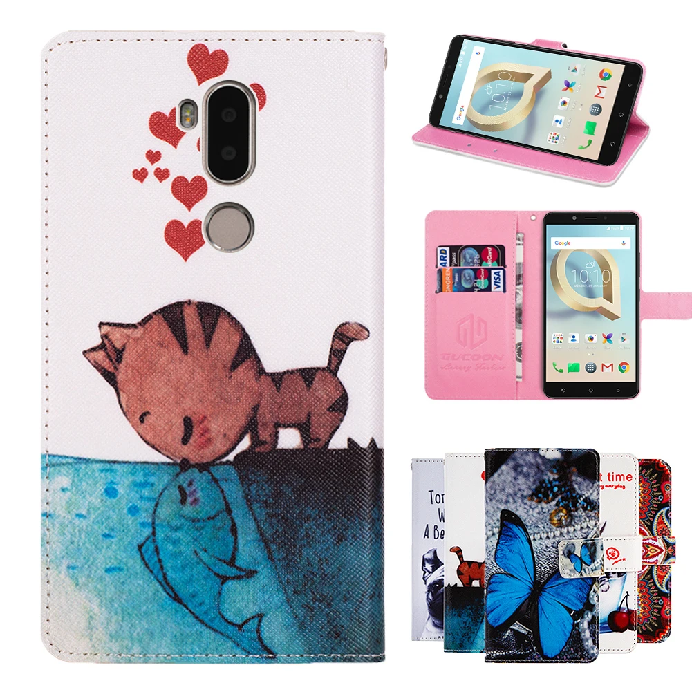 

GUCOON Cartoon Wallet Case for Alcatel A7 XL Fashion PU Leather Cover Lovely Cool Cases Cellphone Bag