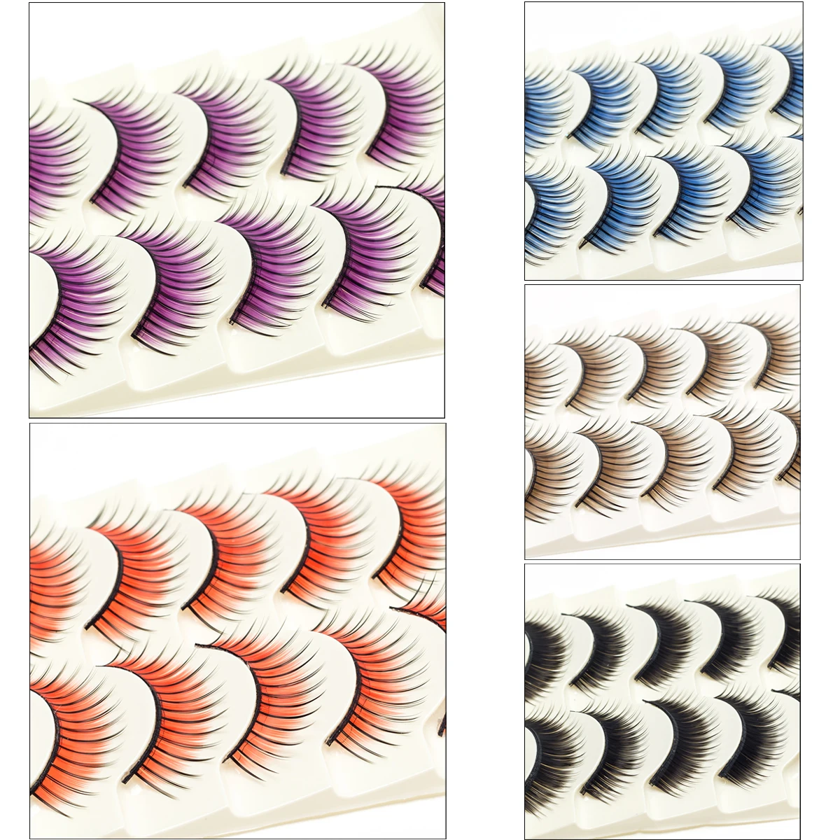 

ICYCHEER Cross Section Red Blue Brown Black Purple False Eyelashes Smoked Makeup Stage Makeup Fake Eye Lashes Party Halloween