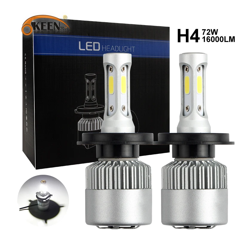 

OKEEN 2pcs Auto S2 Headlight Bulbs H4 H7 H11 LED 72W 8000LM 12V COB Bulbs HiLo Beam H3 9005 H8 H1 Auto Headlamp Fog Lights 6500K