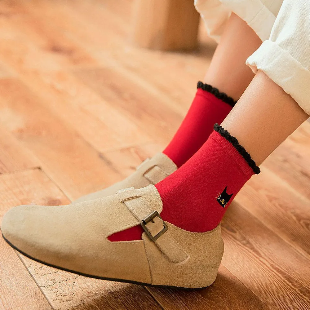 Winter Women Warm Red Cotton Socks Christmas Xmas Gift Fashion Christmas festive socks chicas Sokken Calcetines Mujer