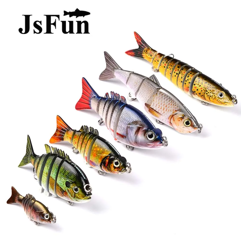 JSFUN 6 шт., плавающая приманка, 4-6 секций, набор для рыболовной приманки, пластиковая жесткая наживка с 6-12 крючками, искусственная наживка, 6 видов рыболовных снастей, fu1073