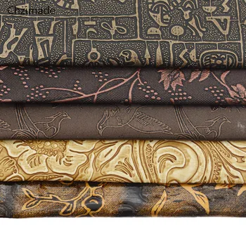 

Lychee Life 1Meter Egyptian Flower Birds Synthetic Leather Fabric Handmade Sewing Cloth Fabric For Garment Supplies Accessories
