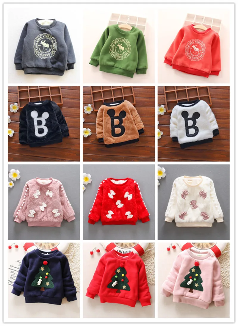 Baby Girls Winter Sweaters Toddler Girl Autumn Cute Velvet Sweater Kids Warm Sweaters For Baby