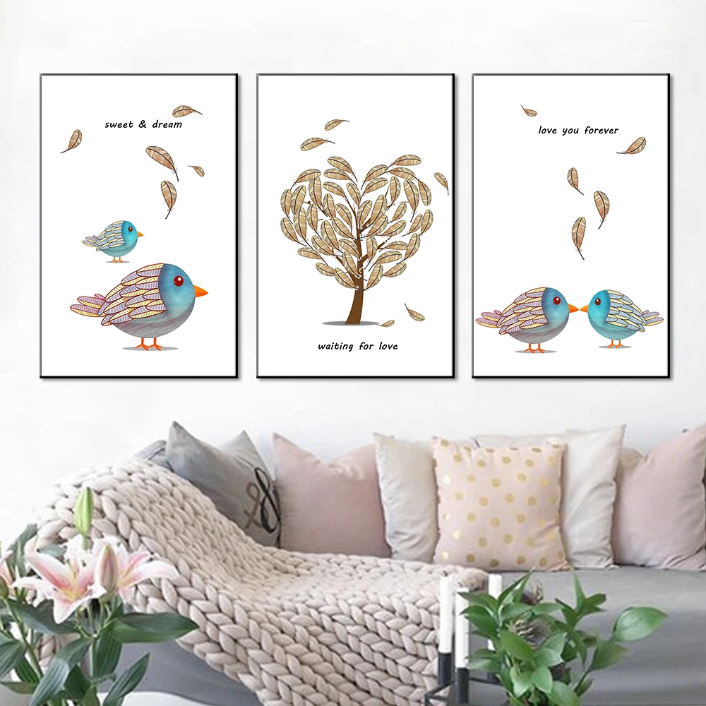 

Canvas Painting Cartoon Bird Decorative Paintings Living Room Mural Wall Art Posters And Prints Wall Pictures