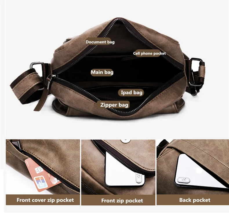 Feidikabolo novos homens sacos de couro masculino