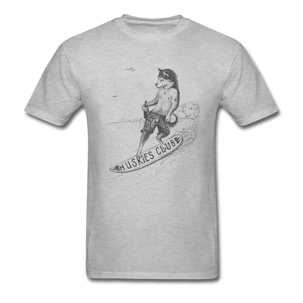 

Huskies Club Cool 2018 Grey T Shirt Men Wave Surfer Dog Cartoon Comic Print T-shirt Funny Summer Casual Streetwear
