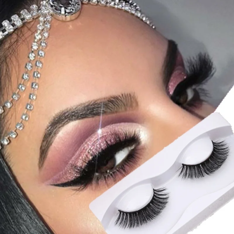

2Pcs False Eyelashes Crisscross Natural Fake Lashes Length Makeup 3D Mink Lashes Extension Eyelash 3D Faux Mink Hair Makeup Tool
