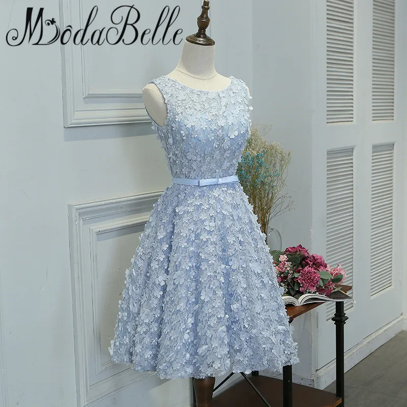 Modabelle Robe Courte уникальные платья с объемными цветами кружевные короткие платья для выпускного вечера без рукавов вечерние платья