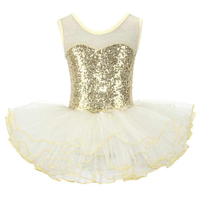 Disfraz de bailarina de plata para niña, vestido de flores con lentejuelas,  Ropa de baile para actuaciones en escenario, tutú de ballet