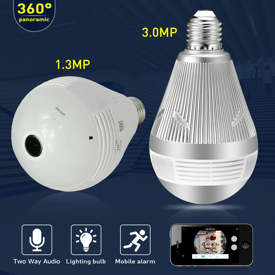 Лампочка Беспроводная ip-камера Wi-Fi FishEye 960 P/3MP 360 градусов VR камера видеонаблюдения