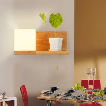 

led e27 Korean Japanese Simple Wooden Glass LED Lamp LED Light Wall Light Wall Lamp For Foyer Corridor Hallway Balcony