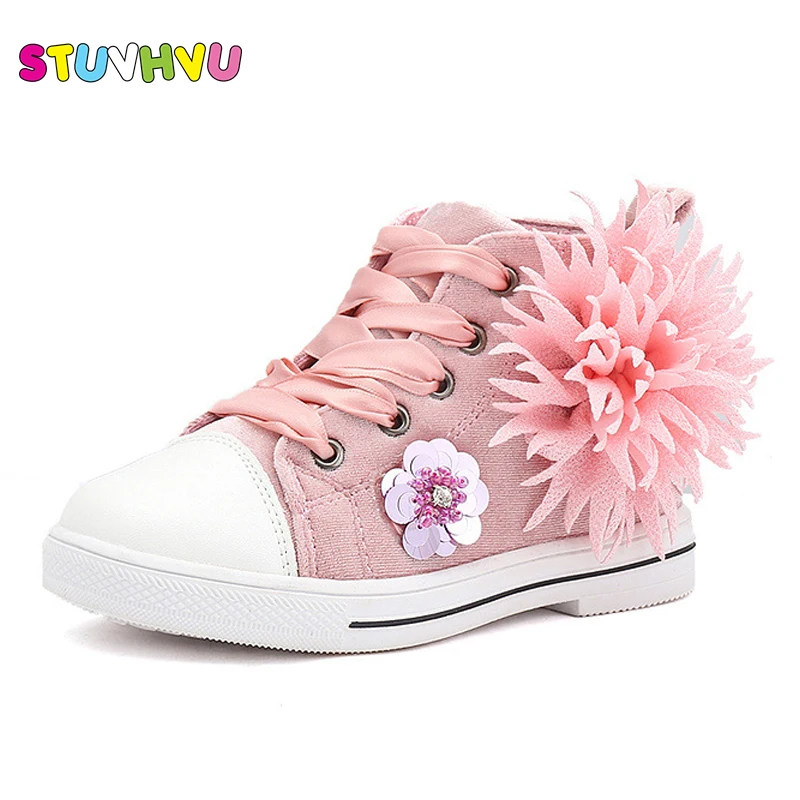 

2017 Fashion brand girl sport shoes autumn running shoes for children's kids flowers sequins dance shoes outdoor casual sneakers