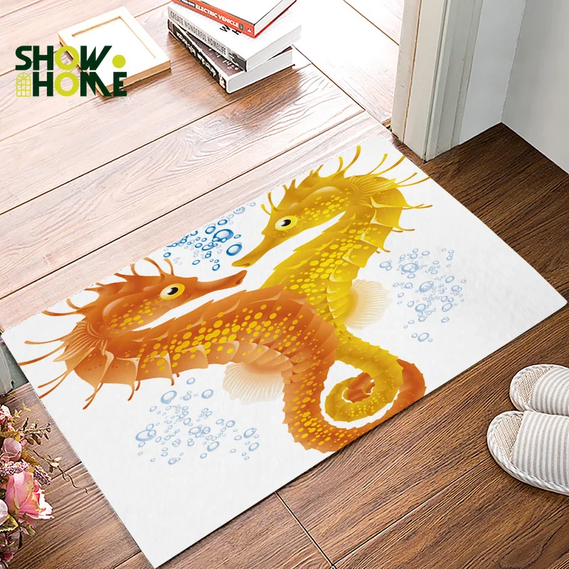 Showhome целующиеся Придверные коврики Seahorse для входа аксессуары для ванной комнаты Набор сапог скребок для обуви пол ковры площади бегунов