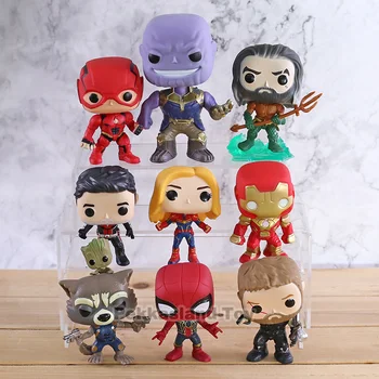 

Marvel DC Aquaman Thanos Flash Thor Ant Man Spiderman Iron Man Captain Marvel Action Figure Model Toy Doll Gift 9pcs/set