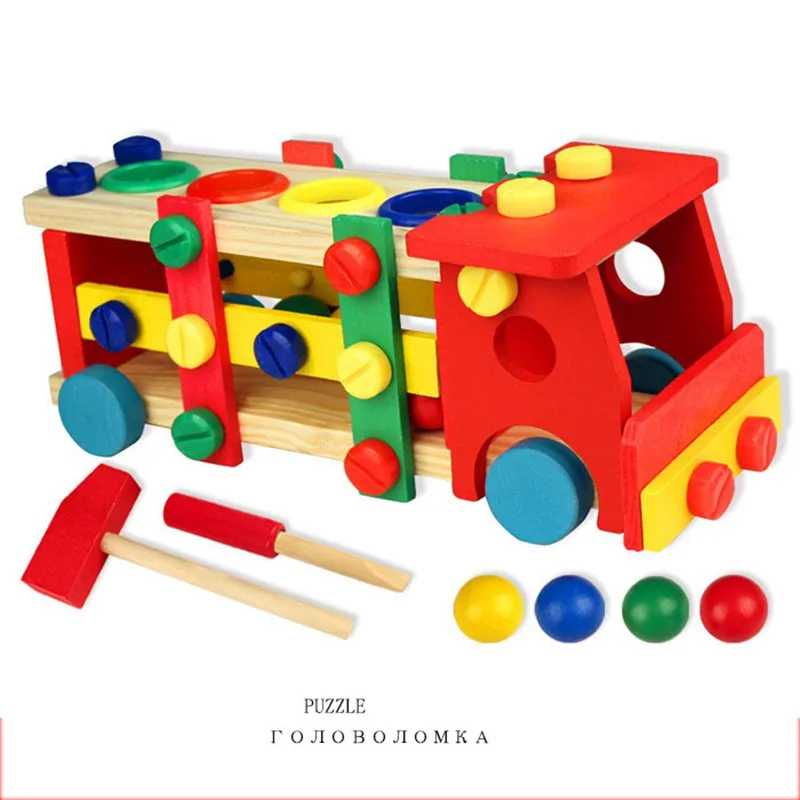MOTOHOOD 111229cm Wooden Toys Screw Nut Truck Car Knock Ball Developmental Baby Intelligence Toys Educational Building Blocks (11)