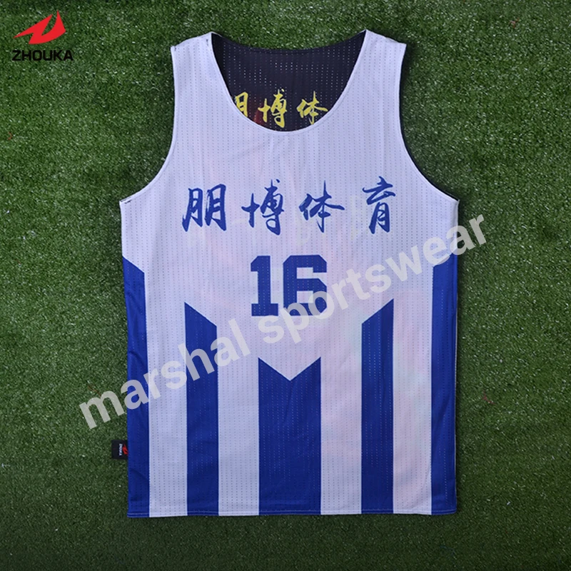 Top quality OEM reversible basketball jersey double mesh 100%polyester team jerseys