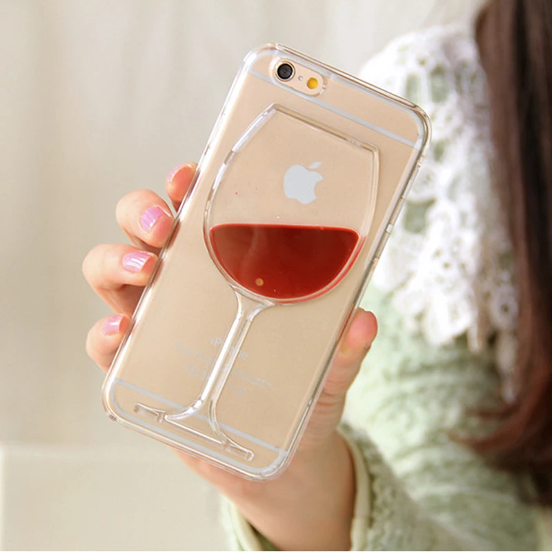 For iphone 7 case Hot red Wine Cup Liquid Quicksand Transparent Case For iPhone 6 6S 7 8 plus X 4 4S 5S SE Phone Case Back Cover