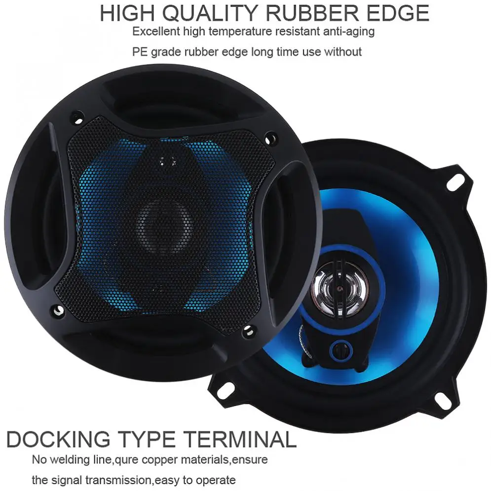 2pcs 5 Inch 150W 3 Way Car Coaxial Horn Auto Audio Music Stereo Full Range Frequency Hifi Speakers Non-destructive Installation