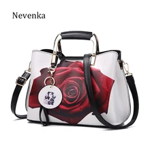 Nevenka Женская сумочка Модный стиль Женские нарисованные наплечные сумки Цветочные паттерны Messenger Сумки Кожаные повседневные сумки Tote Evening Bag