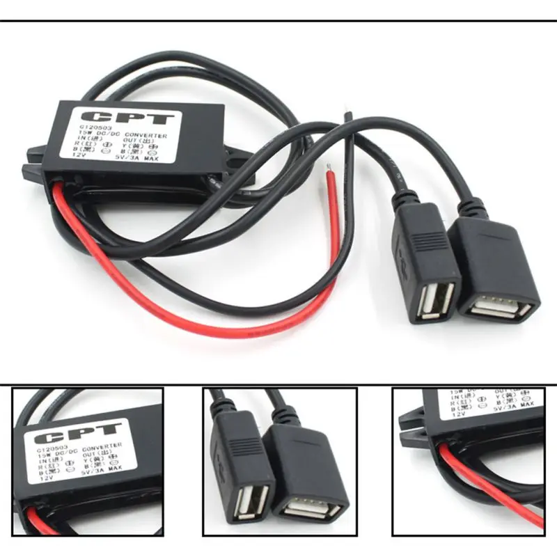 

Car Charger Dual USB Step-down Module Navigator Driving Recorder Car Power Converter dfdf