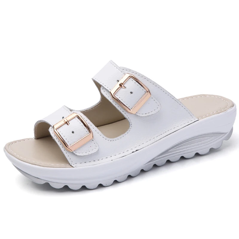 

Summer Shoes Woman Fashion PU Slippers Women Flip Flops Casual Shoes Buckle Mules Sandals Flat Platform Slides Zapatos De Mujer