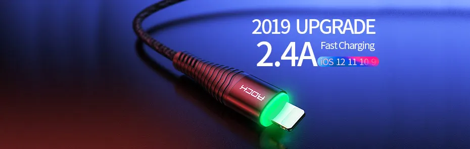 ROCK мобильный телефон USB кабели для iPhone 2.4A кабель для быстрой зарядки для iPhone зарядное устройство кабель синхронизации данных для iPhone X iPad Mini еще