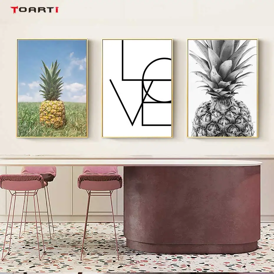 

Pineapple Wall Art Canvas Posters Prints Nordic Love Letters Canvas Painting On The Wall Black White Art Pictures For Home Decor