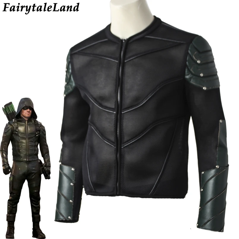 

TV Green Arrow season 5 Carnival Halloween costumes for adult Green Arrow costume jacket battle suit stretchy shirt custom made