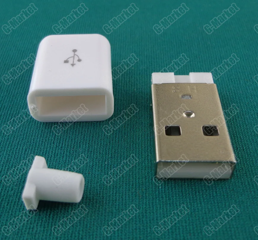 1000pcs USB 2.0 Connector Type A Male 4 Pin Plug Socket Soldering With white Plastic Cover for DIY Custom Handmade | Обустройство