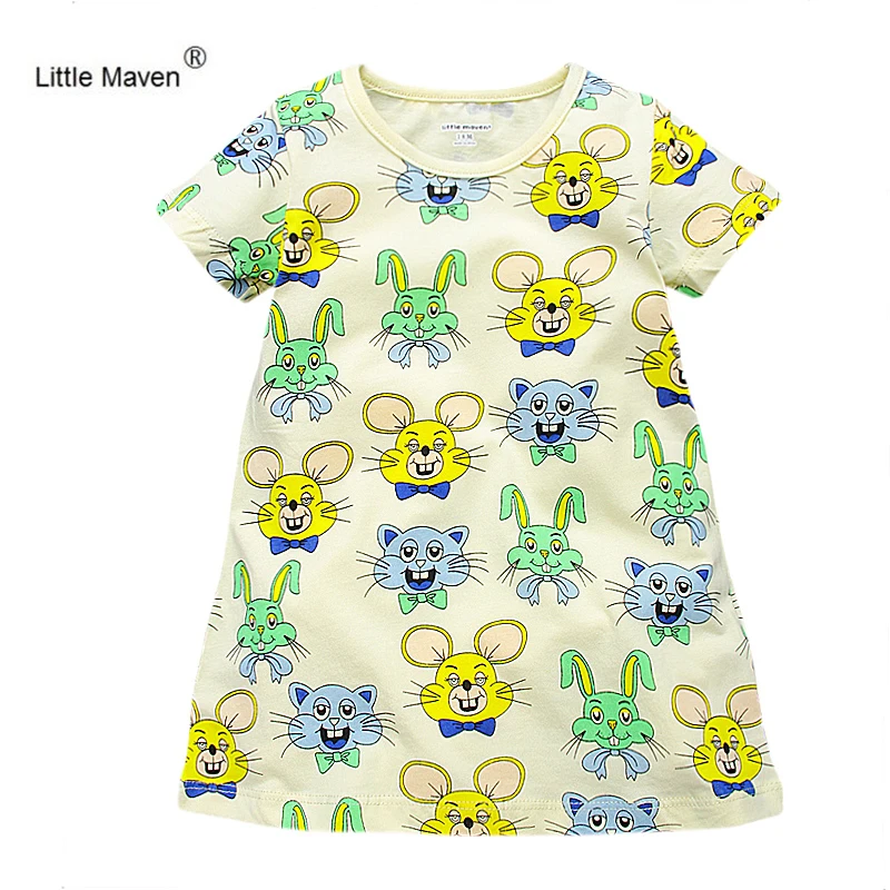 Little Maven/платья с короткими рукавами для девочек от 1 года до 6 лет повседневная