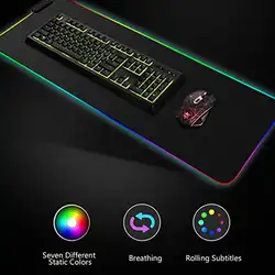 Светящийся цветной игровой коврик для мыши RGB негабаритный светящийся USB светодиодный расширенный коврик для клавиатуры PU нескользящий