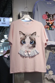 

2018 New Spring Summer Fashion Lovely Bow Coats Short Sleeve Cotton Tops All-match Loose Female Pullovers Students T-shirts