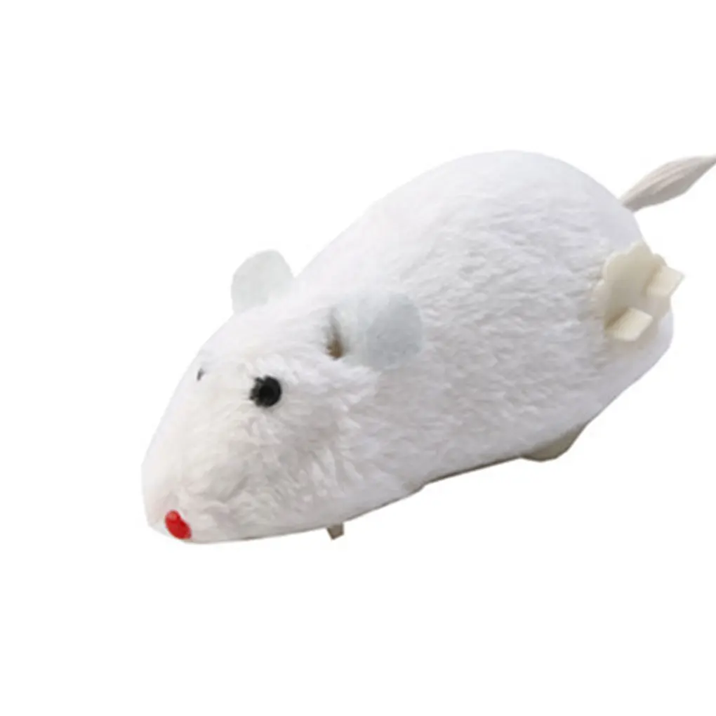 Wind-up Racing Mouse Plush Pet Mouse Teaser Toy Realistic Looking Running Mice Toy Random Color